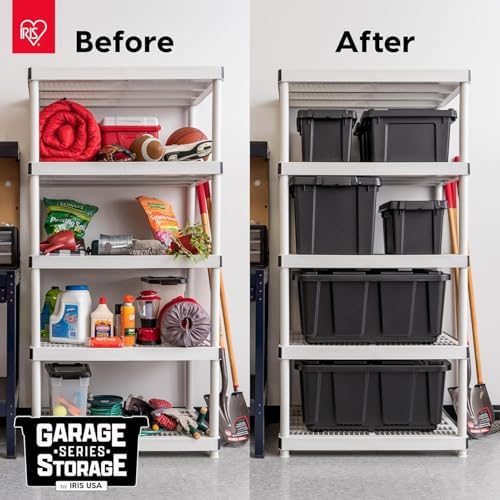 IRIS USA 6-Pack 20 Gal Heavy Duty Lockable Storage Totes with Lids, Black