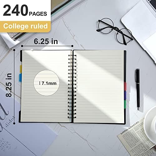 CAGIE 5 Subject Spiral Notebooks with Dividers, 5x7, 2 Pack