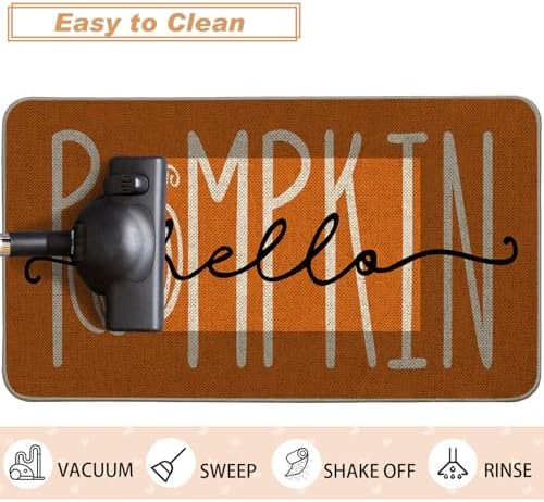 Baccessor Fall Kitchen Rugs Set of 2, Pumpkin Kitchen Mats for Floor Low-Profile Autumn Thanksgiving Home Kitchen Decor 17x29 and 17x47 Inch