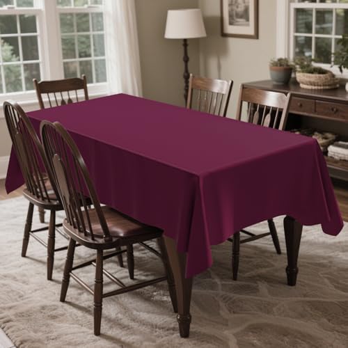 CXPSINC 54 Inch X 100 Feet Plastic Table Cover Roll Disposable Tablecloth with Slide Cutter for All Type/Shape Tables | Party, Banquet, Birthdays, Weddings(Burgundy, 100 Feet)