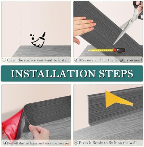 LSGCQ Vinyl Baseboard Molding Trim 4 Inch Self-Adhesive Vinyl Wall Base