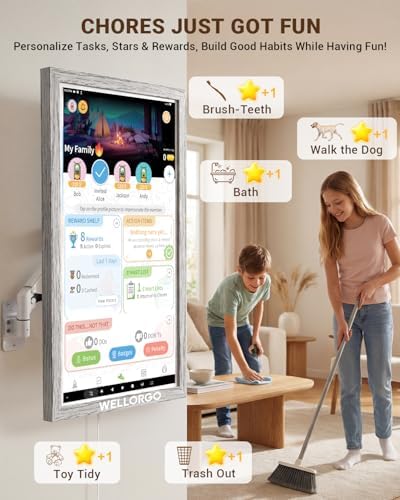 Digital Calendar Touch Screen, 32-inch Electronic Calendar for Wall, Smart Digital Planner 2026 with Kids' Chores Chart/Meal Plan/Streaming Services/Photo Display, Remote Control Supported