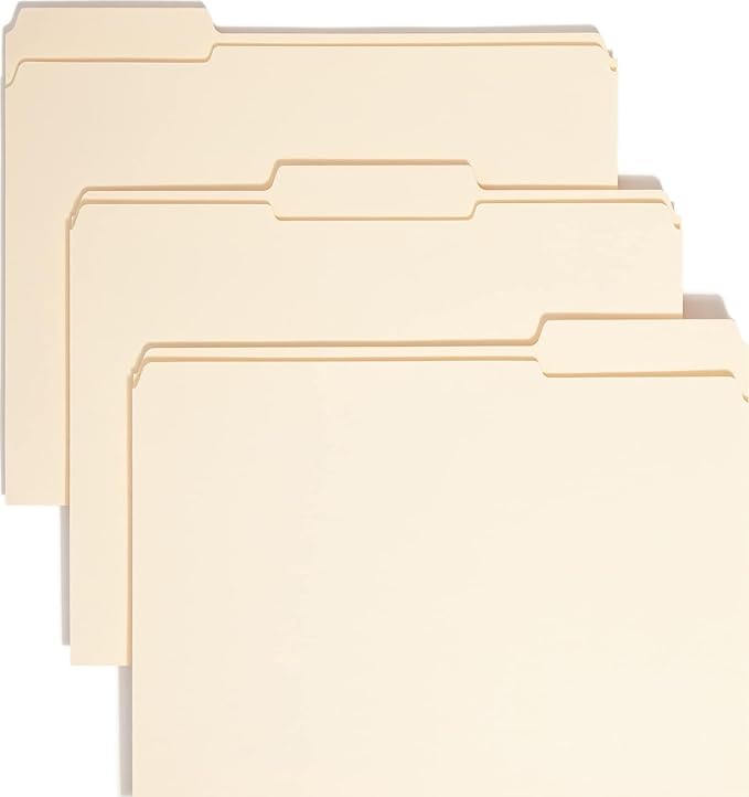 Smead File Folders Letter Size, Reinforced 1/3-Cut Tab, Assorted Positions, Letter Size, Manila Folders 8.5 x 11, 100 per Box (10334)