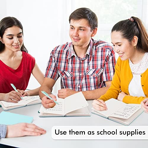 feela 3 Pack Notebooks Journals Bulk, Hardcover Notebook Classic Ruled Lined Journals with Pen Holder for Women Girls School Business Supplies, with 3 Black Pens, 120 GSM, 5.1”x8.3”, A5, Sky Blue