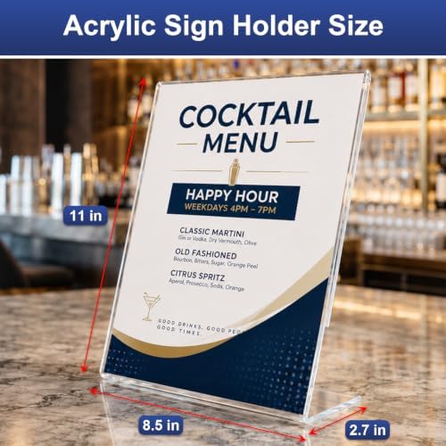 18 Pack Acrylic Sign Holder 8.5 x 11, Plastic Clear Display Stand for Tabletop, L-Shaped Vertical Acrylic Paper Holder for Menu, Flyers, Office, Restaurants, Documents, Store, Desktop