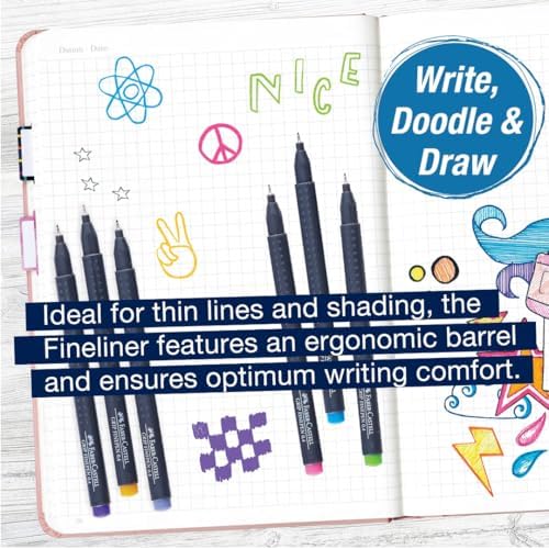 Faber-Castell Essential Note Taking Supplies - Studying Essentials Set with 6 Fineliner Journal Pens, College School Supplies, Stationary and Planner Accessories