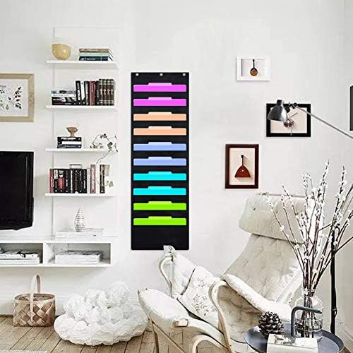 EAMAY Hanging File Folder Organizer Wall Mounted - 10 Pockets Wall File Folders, Office Supplies File Document Organizer Holder Pocket Chart for Offices, Classroom or Home Use