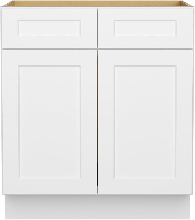 Furinno Shaker Sink Bases Kitchen Cabinet, 2-Doors, White | 24 D x 30 W x 34.5 H, Adjustable Hinges, Soft-Close Shaker-Style Door, Ready to Assemble, Plywood, for Pantry, Dining Room