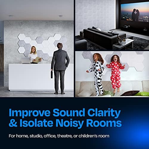 Acoustic Panels - 12-Pack Soundproof Wall Panels, 12"X10.4"X0.4", High Density Sound Dampening - White Hexagon