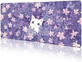 LIMKRIAN Cat Purple Mouse Pad Large Desk Mat 31.5x11.8 in