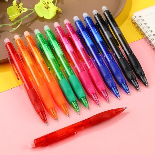 USUAL Retractable Erasable Gel Pens, 0.5mm Fine Point, 6 Assorted 12 Pack Colors Pens, Make Mistakes Disappear Smooth Writing for Office & Back-to-School Supplies