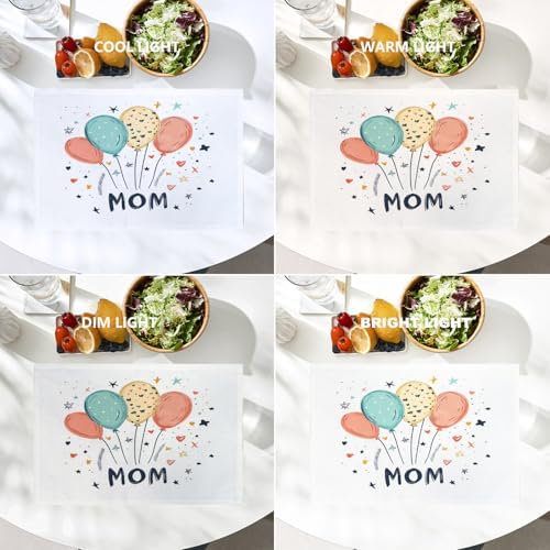 Batmerry Balloons Stars Mom Linen Placemats Set of 4, Happy Mother's Day Washable Table Mats for Kitchen Table Thickened Heat Insulation Dining Set Indoor Outdoor 12X18 in