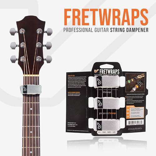 Gruv Gear Fret Wrap & Guitar Mute, Fretwrap for Acoustic, Electric & Bass | String Dampener Recording, Tapping & Practice Accessory (3 Pack, Large Off-White, Fits 6 String Bass, 8 String Guitar)