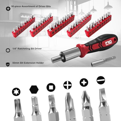 Prostormer 259-Piece Home Tool Kit with Portable Storage Box, Red