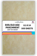 500 Old Age Parchment 60# Text (=24# Bond) Paper Sheets - 8.5" X 14" (8.5X14 Inches) Legal|Menu Size - 60 lb/Pound is Not Card Weight - Vintage Colored Old Parchment Semblance
