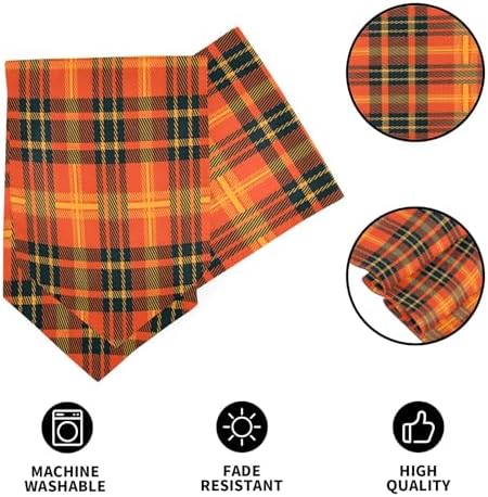 Double-Sided Thanksgiving Halloween Black Orange Buffalo Plaid Table Runner 14x108 Inches Long,Table Cloth Runner for Wedding Birthday Party Kitchen Dining Home Everyday Decor
