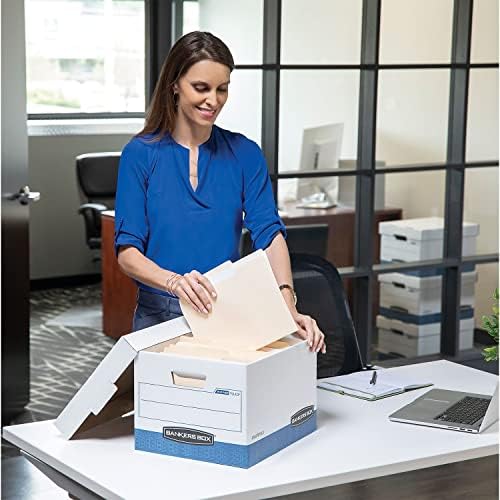 Bankers Box 12-Pack R-Kive Heavy Duty File Storage Boxes with Lids, FastFold Assembly, Letter/Legal, (07243)