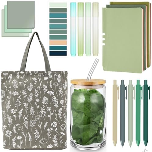 18 Pcs Study Supplies Office Stationery Set for Women, Sage Green