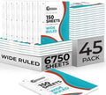 Rosmonde 6750 Sheets Loose Leaf Paper Bulk, 45 Pack, Wide Ruled Paper
