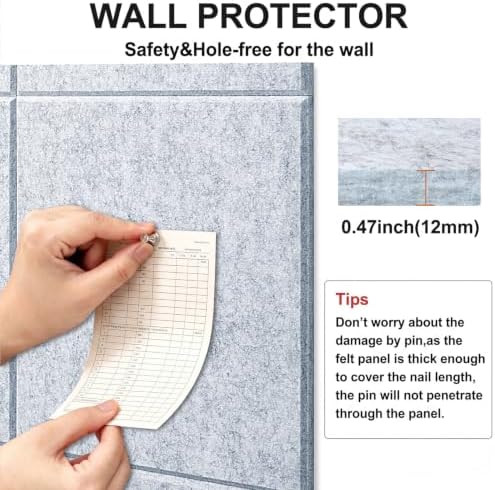 Felt Wall Tiles Bulletin Board Large Cork Board Alternative 6 Pack 11.81”x11.81”x0.47” Felt Pin Board Tack Board with Safe Removable Adhesive Tabs for Home Office School 36x24 (Silver Grey)