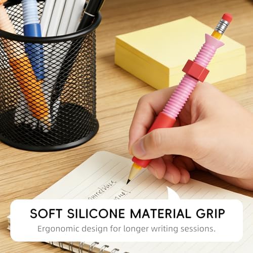 5 Pack Fidget Spinner Wooden Pencils,Pre-Sharpened 7.3" #2 HB Pencil with Ergonomic Grips&Erasers,Sensory Fidget Topper for ADHD,Autism & Anxiety Relief,Calm Focus Tool for Classroom,Home &Office