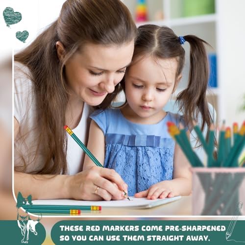 Sivak 100 Pack Green Colored Pencils with Eraser, Presharpened, Checking, Correcting, Grading, Drawing, Art, Map Coloring, Tests, Gifting