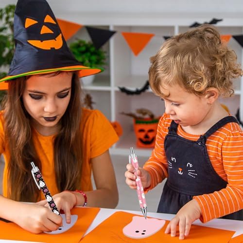 JarThenaAMCS 60Pcs Halloween Stationery Set White Pink Purple Ghost Sticky Note Pads with Boo Ghost Ballpoint Writing Pens for Office Classroom Party Favors Supplies