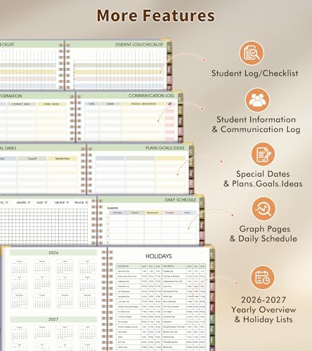 Teacher Planner 2026-2027, July 2026 - June 2027, Academic Weekly & Monthly Calendar Planner with Tabs, 8.5" x 11" A4 Teacher Lesson Plan Book with 7 Periods, Daily Agenda School Organizer for Teacher Student Homeschool Purple