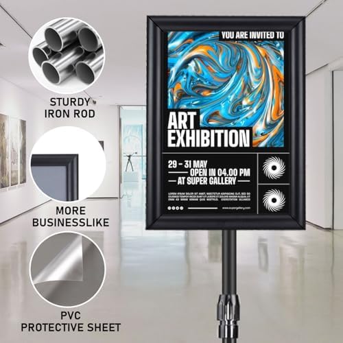 8.5x11 Sign Stands for Display, Adjustable Sign Holder Black 1-Pack