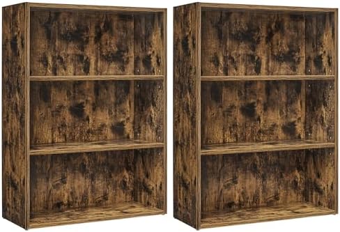 VASAGLE Set of 2 Bookshelves, 3-Tier Open, 23.6 Inches Wide