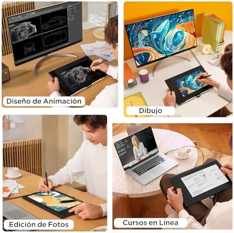 Graphics Tablet with Screen UGEE UE12 Plus 11.9 Inch, Pen Display with Full-Laminated Screen 147% RGB Colour Gamut, Drawing Monitor with Scroll Wheel and 8 Shortcut Keys for Windows/Mac/Android