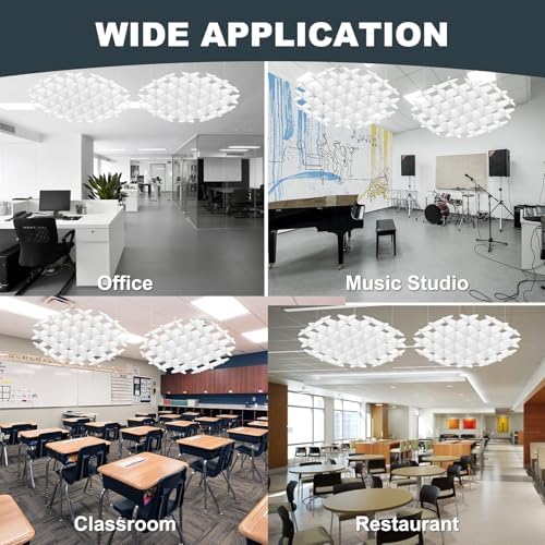 Acoustic Ceiling Panels Sound Absorbing Panels, Hexagon, White