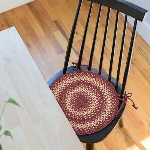 Homespice Autumn Maple Jute Braided Chair Pads, Round 15" Set of 2