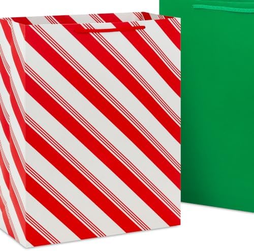Hallmark Christmas Gift Bag Assortment, 12-Pack (Red, Green, Stripes, Dots)