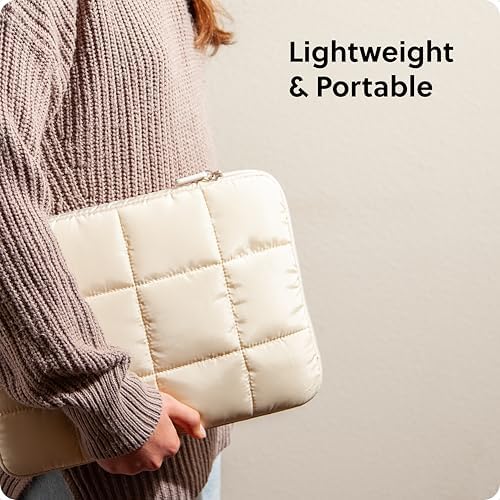 U Brands Nylon Puffy Zipping Medium Laptop Sleeve, 9.75" x 13", MacBook Bag, Laptop Case for MacBook Pro, MacBook Air, Chromebook, HP Computer, Sand Beige