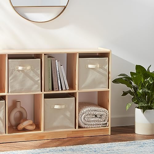 Amazon Basics Collapsible Fabric Storage Cube Bins Organizer with Handles for Organization and Organizing Solution, 13"x13"x13", Beige, 6-Pack