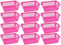 YBM HOME Plastic Perforated Storage Basket Bin Office Drawer, Shelf Desktop Countertop Tray Organizer 32-1188 (12, Pink)