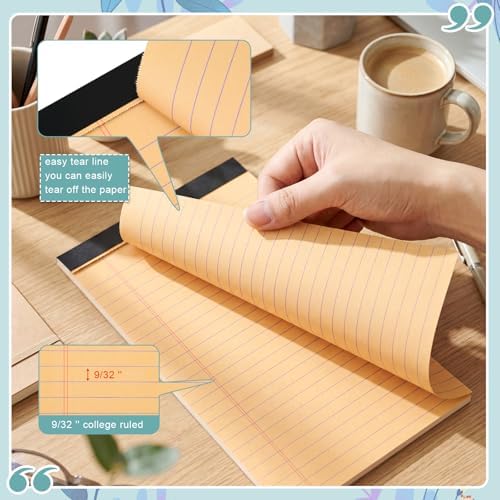 Lincia 12 Pcs 5" x 8" Small Legal Pads Colored Lined Note Pads Narrow Ruled Writing Notepads 50 Sheets Per Micro Paper Notebook Lined and Perforated for College Office Supplies (Natural Colors)