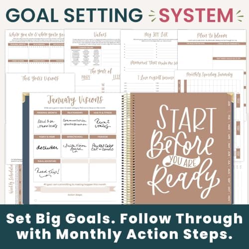 bloom daily planners 2027 Hardcover Goal & Vision Planner (January - December 2027) - Monthly & Weekly Calendar Year Agenda Organizer - 7.5" x 9" - Navy Linen