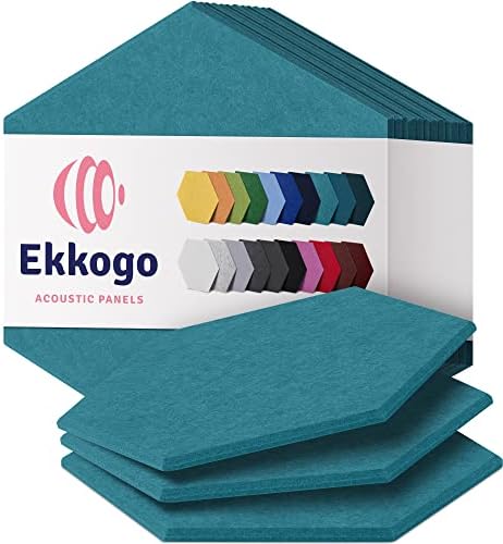 Acoustic Panels 12-Pack Soundproof Wall Panels 12"X10.4"X0.4" Sound Panels High Density Sound Dampening Panels - [Light Turquoise Hexagon]