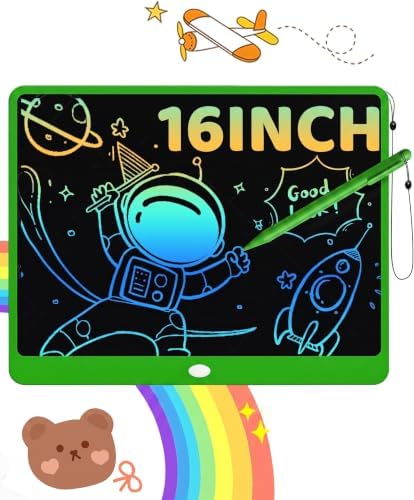 ORSEN LCD Writing Tablet 16 inch - Kids Doodle Board Colorful Drawing Pad Toys for Ages 3-12 Girls Boys Toddler Birthday Gifts, Green