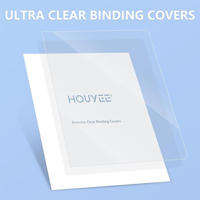 HOUYEE 100 Pack 10 Mil Clear Binding Presentation Covers,PVC,Oversize | Clear Covers for Binding 8.75 x 11.25 Inches, Transparent Plastic Binding Covers, Square Corner, Letter Size, for School