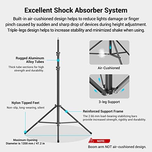 SmallRig 9.2ft Light Stand with Boom Arm, Photography Lighting Tripod