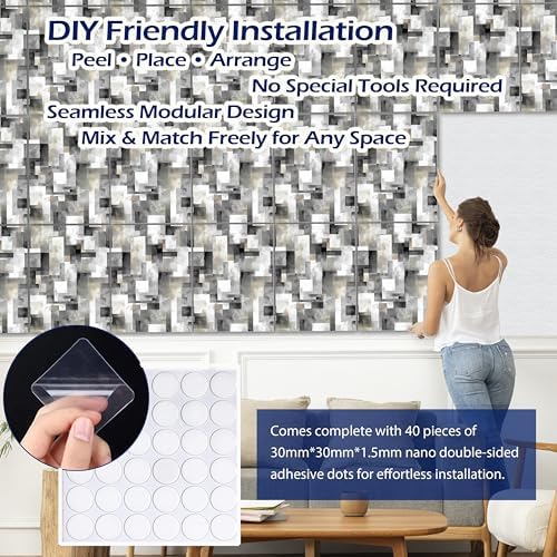 PINWELIFE® Acoustic Art Tiles – 8-Pack 12"x16" Sound Absorbing Panels, Seamless Wallpaper-Style Decorative Acoustic Wall Art, Echo Reduction for Home Studio/Office, Nano Tape Included