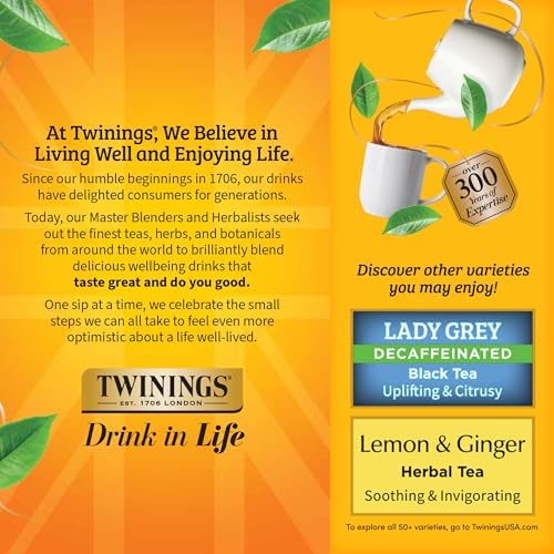 Twinings Decaffeinated Earl Grey Black Bergamot Tea Bags 100CT Box (1 Pack)