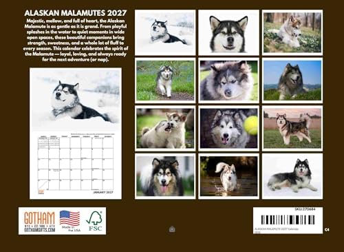 Alaskan Malamute Calendar 2027 Monthly Wall Calender 12 Month
