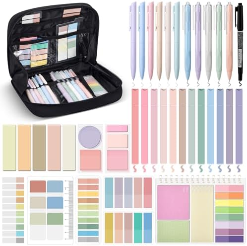 Jutom 41 Pcs Aesthetic Book Annotation Kit with Pencil Bag Bible Journaling Kit Notebook Sticky Note Tab Highlighter Black Ink Pen Page Marker School Office Supplies Bible Lover Gift (Black)