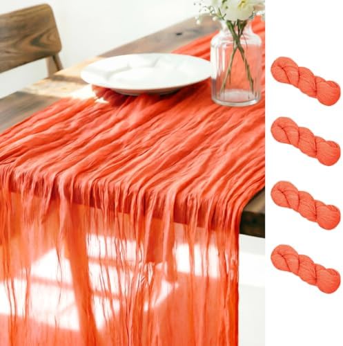 Orange Cheesecloth Table Runner Fall Boho Wedding Birthday Home Decor