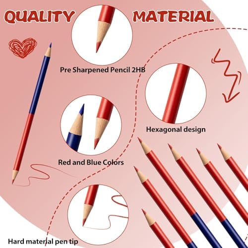100 PCS Checking & Grading Pencils, Red and Blue Double Ended Erasable Pencils with Sharpeners, Pre-Sharpened #2 HB Back to School Supplies for Teachers, Testing, Office & Map Marking(100)