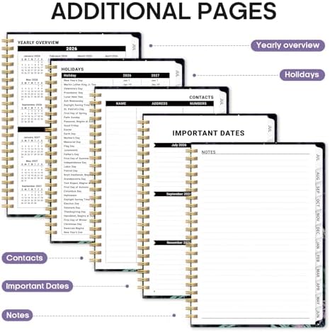 Planner 2026-2027, Jul 2026-Jun 2027 Academic Monthly & Weekly Planner | 6.3" x 8.5" Hardcover Pretty Calendar Planner for Women, Spiral Organizer for School Office Home Supplies, Enchanted Fungi